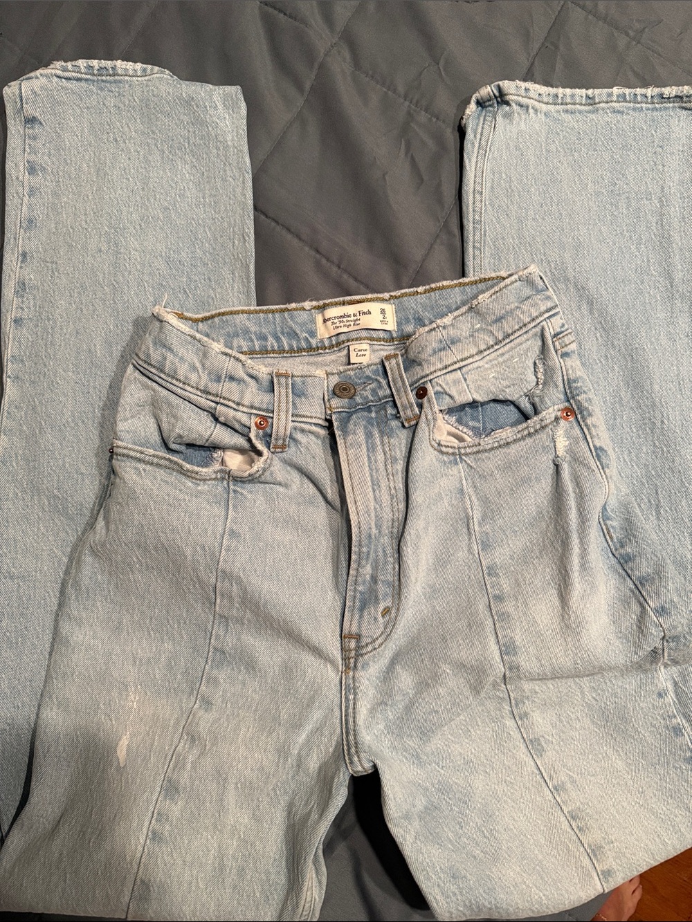 Abercrombie & Fitch Light Blue Straight-Leg Women's Jeans